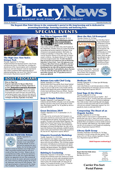 Cover of the 2019 September October Newsletter