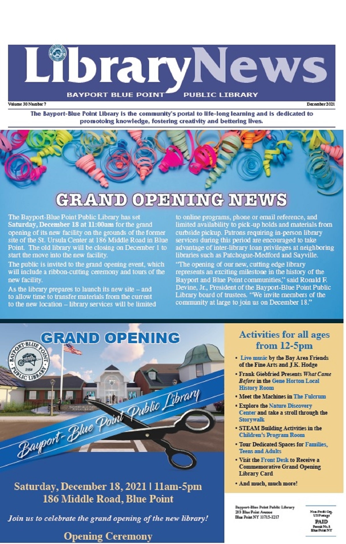 December 2021 BayportBlue Point Library