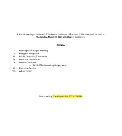 Agenda March Budget Hearing 2023