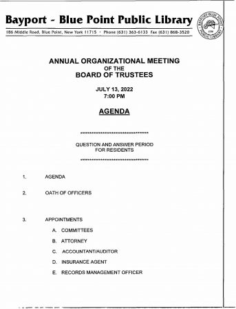 July 2022 Re-organizational Agenda